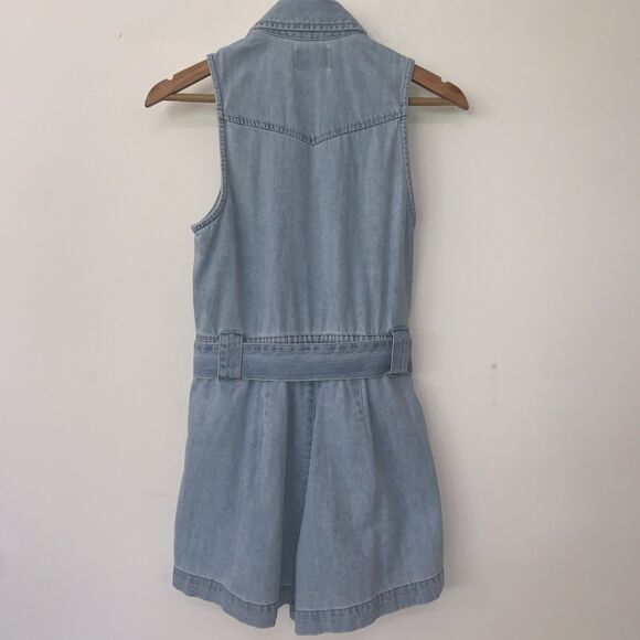 SHOW ME YOUR MUMU Rancho Mirage Shorts Romper Belted Blue Medium Rodeo Classic - Picture 2 of 9